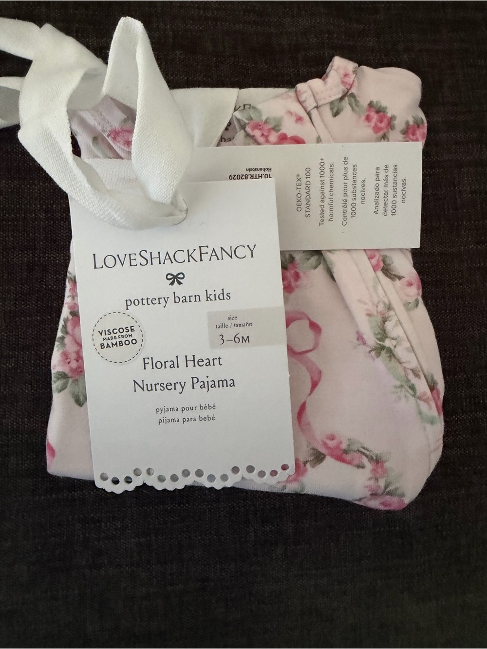 Pottery Barn Kids Pink Floral Heart Babysuit